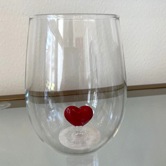 Target Threshold Red Heart Stemless Wine Glasses 18.5oz Set of 2 NEW - Picture 6 of 10